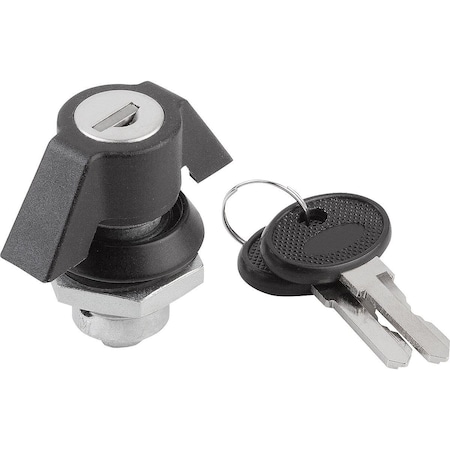 Kipp Quarter-Turn Lock Spindle Lockable, Single-Key System, H=18, 5, Zinc K0525.2183